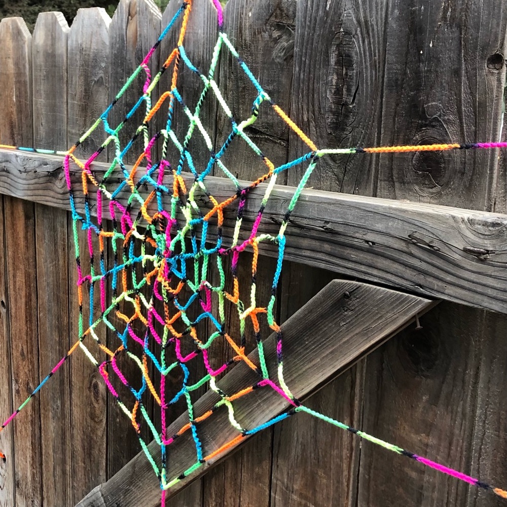 🎉HP🎉Handmade Crochet Rainbow Giant Spiderweb - Picture 6 of 9
